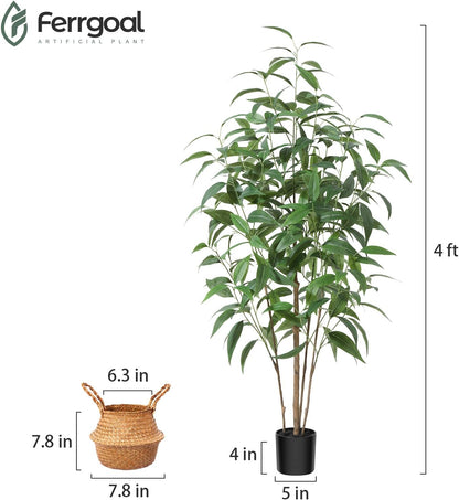 5Ft Artificial Eucalyptus Plant with Basket & Silk Leaves | Faux Plants Indoor,Floor Plant for Home Décor Office Living Room,Housewarming