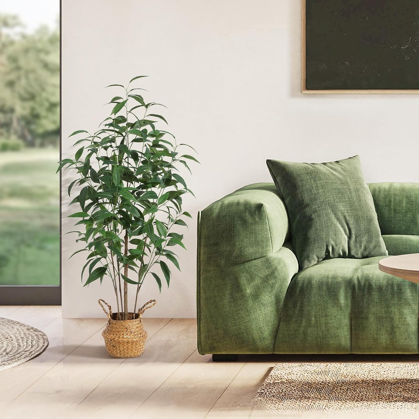 5Ft Artificial Eucalyptus Plant with Basket & Silk Leaves | Faux Plants Indoor,Floor Plant for Home Décor Office Living Room,Housewarming