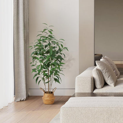 5Ft Artificial Eucalyptus Plant with Basket & Silk Leaves | Faux Plants Indoor,Floor Plant for Home Décor Office Living Room,Housewarming