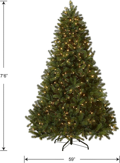 Pre-Lit 'Feel Real' Artificial Full Downswept Christmas Tree, Green, Douglas Fir, Dual Color LED Lights, 7.5 feet | 750 LED Lights, 1,867 Tips, 10 Light Functions, Foot Pedal, Includes Stand, Artificial, Green