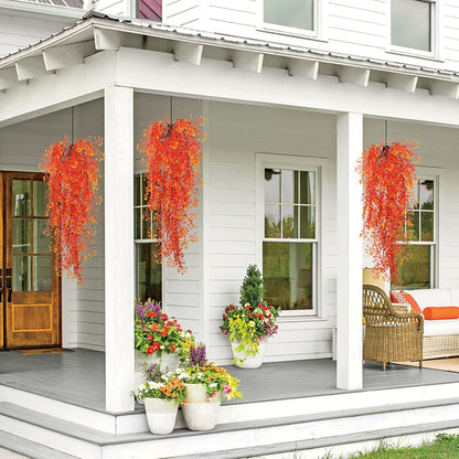 Artificial Hanging Plants,4 Pcs Fake Hanging Plants for Outdoors | Purple Faux Hanging Plants fo Outdoor Planters,Spring Fall Decor,Lifelike Natural Fake Plant to Brighten Up Your Home