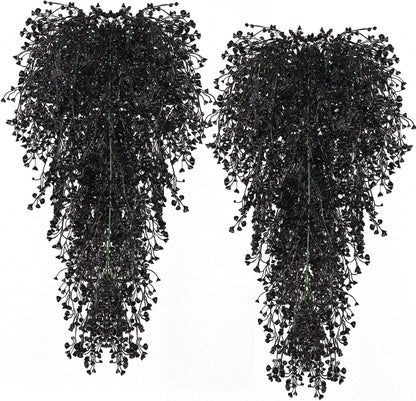 Artificial Hanging Plants,4 Pcs Fake Hanging Plants for Outdoors | Purple Faux Hanging Plants fo Outdoor Planters,Spring Fall Decor,Lifelike Natural Fake Plant to Brighten Up Your Home