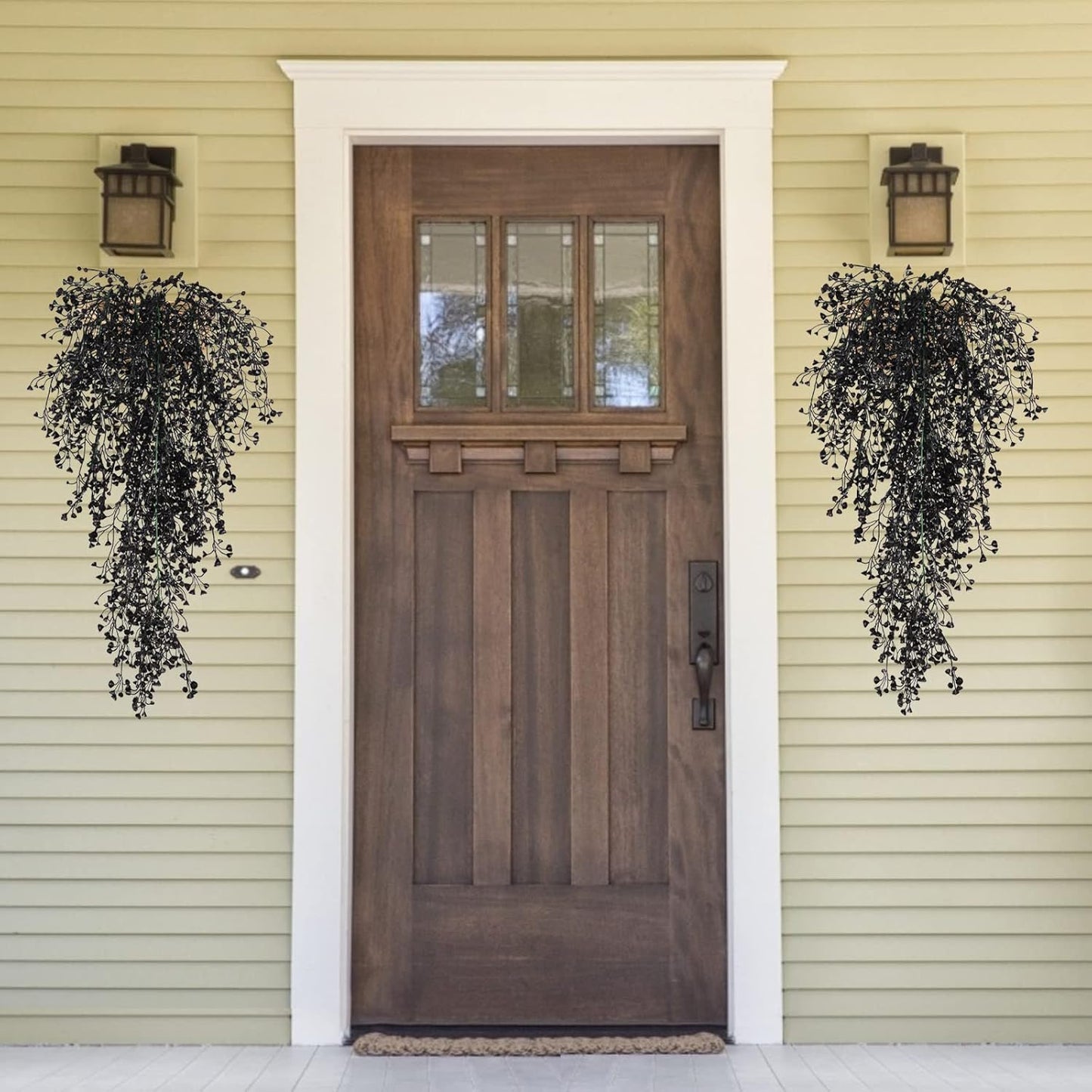 Artificial Hanging Plants,4 Pcs Fake Hanging Plants for Outdoors | Purple Faux Hanging Plants fo Outdoor Planters,Spring Fall Decor,Lifelike Natural Fake Plant to Brighten Up Your Home