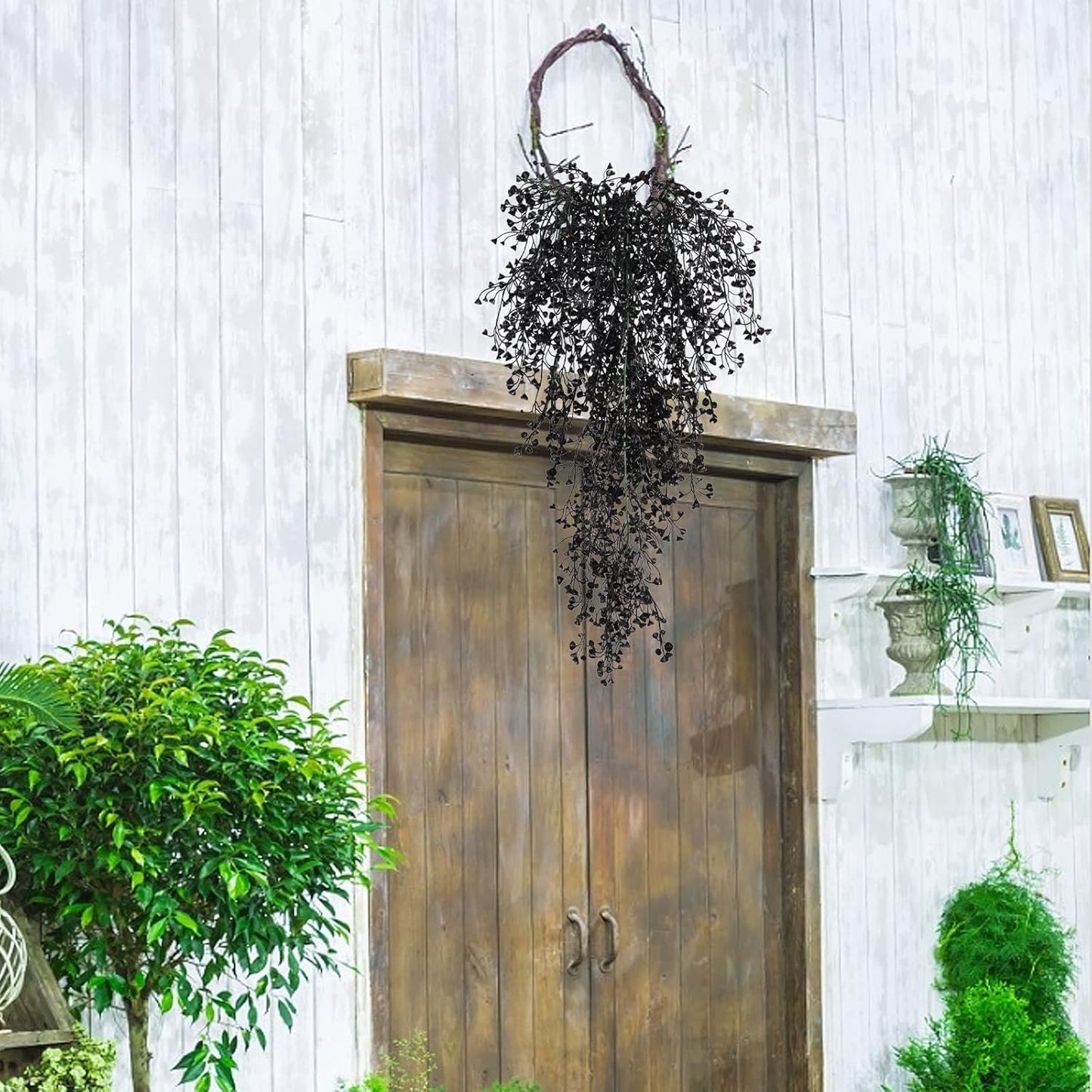 Artificial Hanging Plants,4 Pcs Fake Hanging Plants for Outdoors | Purple Faux Hanging Plants fo Outdoor Planters,Spring Fall Decor,Lifelike Natural Fake Plant to Brighten Up Your Home