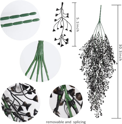 Artificial Hanging Plants,4 Pcs Fake Hanging Plants for Outdoors | Purple Faux Hanging Plants fo Outdoor Planters,Spring Fall Decor,Lifelike Natural Fake Plant to Brighten Up Your Home