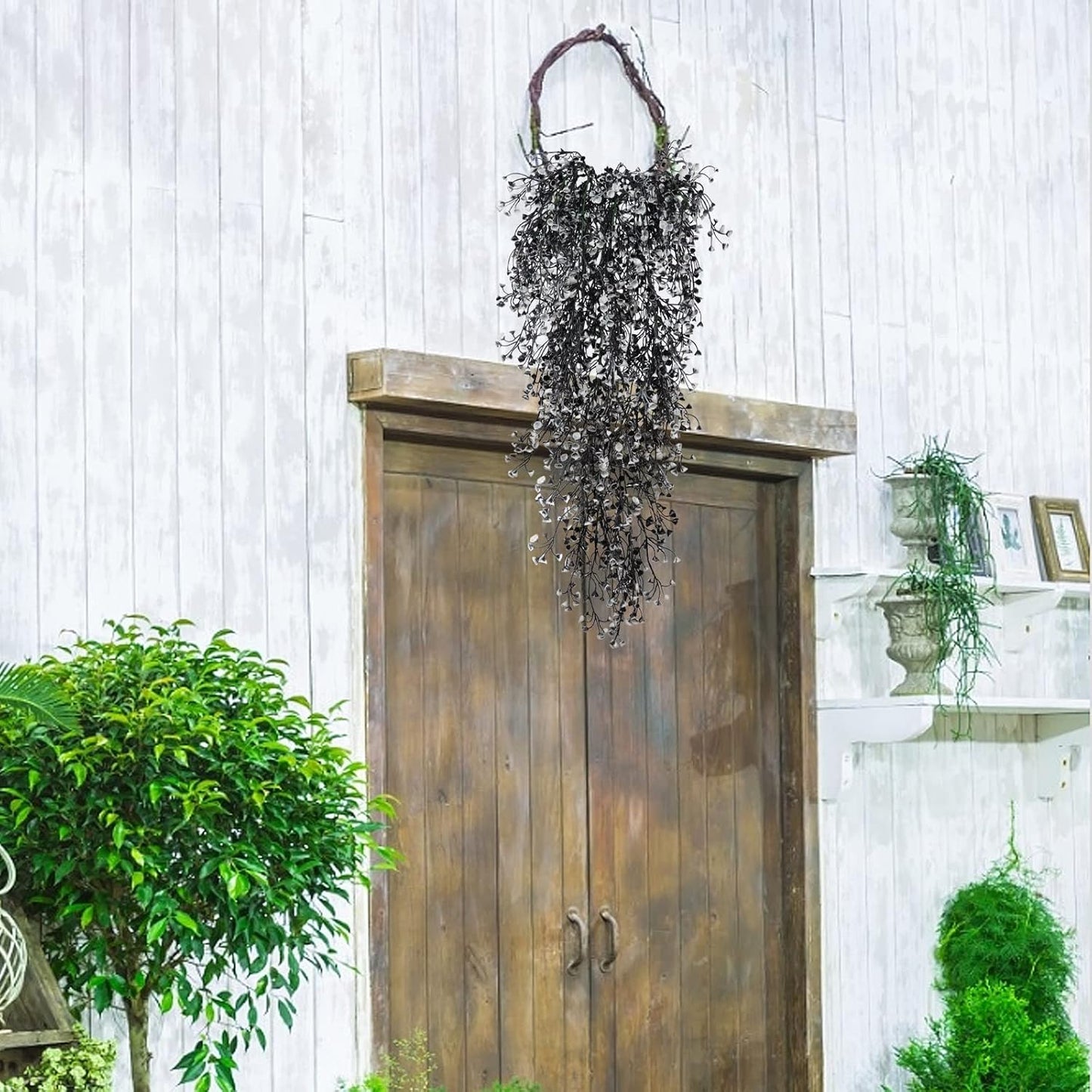 Artificial Hanging Plants,4 Pcs Fake Hanging Plants for Outdoors | Purple Faux Hanging Plants fo Outdoor Planters,Spring Fall Decor,Lifelike Natural Fake Plant to Brighten Up Your Home