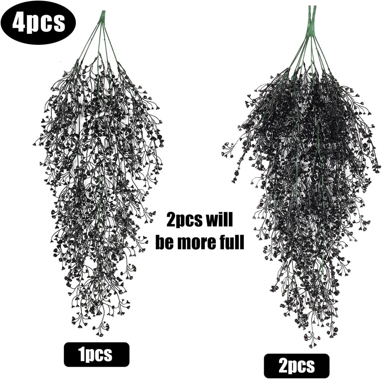Artificial Hanging Plants,4 Pcs Fake Hanging Plants for Outdoors | Purple Faux Hanging Plants fo Outdoor Planters,Spring Fall Decor,Lifelike Natural Fake Plant to Brighten Up Your Home