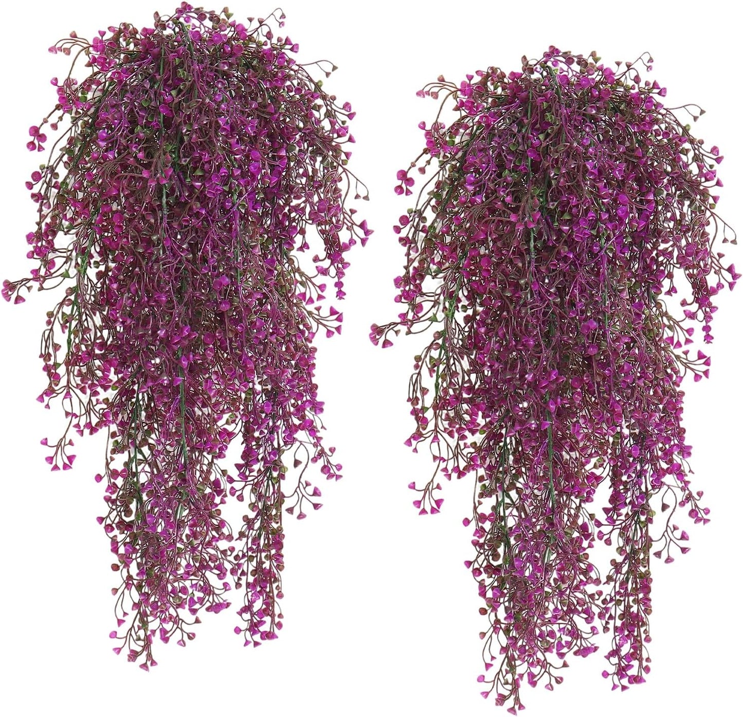 Artificial Hanging Plants,4 Pcs Fake Hanging Plants for Outdoors | Purple Faux Hanging Plants fo Outdoor Planters,Spring Fall Decor,Lifelike Natural Fake Plant to Brighten Up Your Home