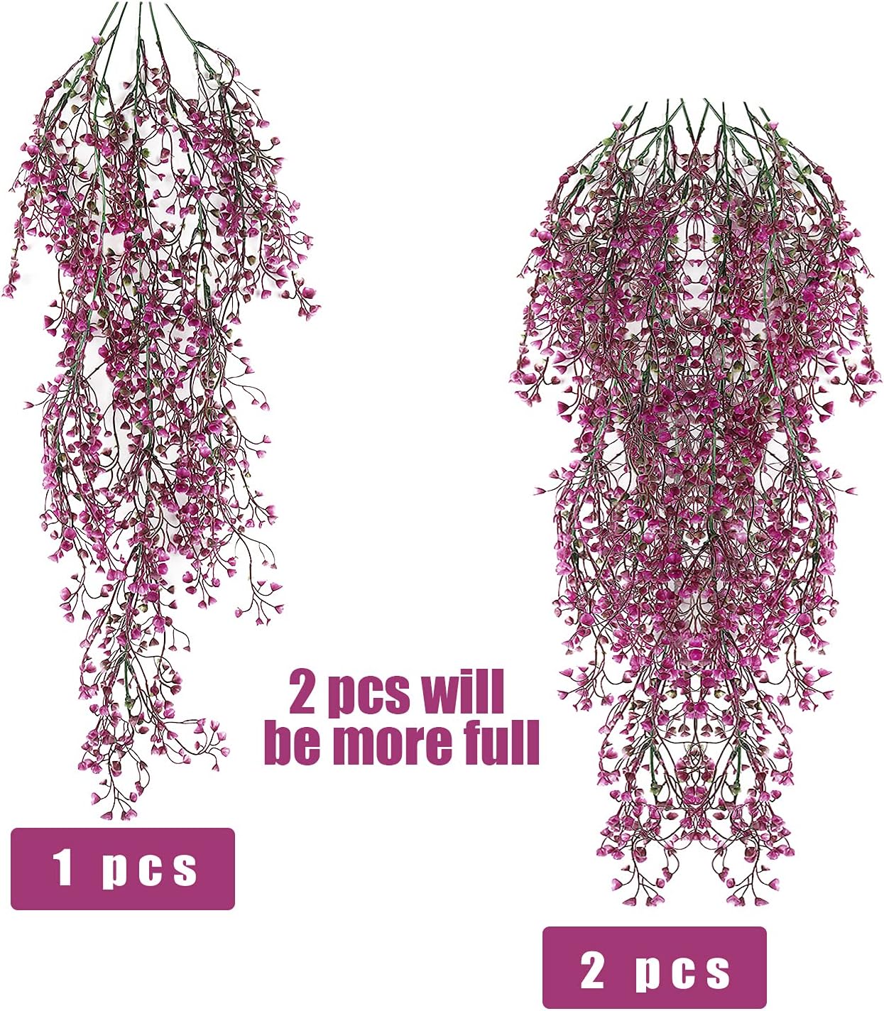 Artificial Hanging Plants,4 Pcs Fake Hanging Plants for Outdoors | Purple Faux Hanging Plants fo Outdoor Planters,Spring Fall Decor,Lifelike Natural Fake Plant to Brighten Up Your Home
