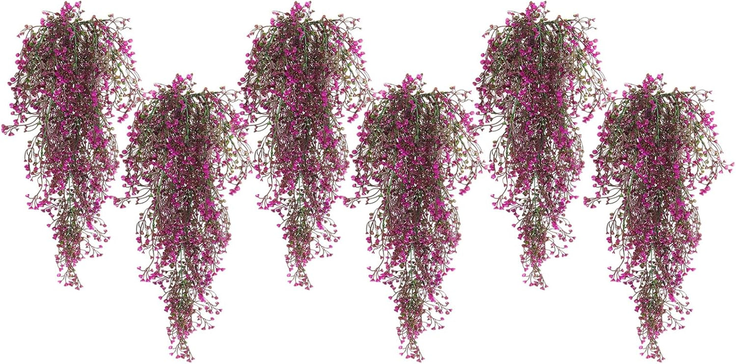 Artificial Hanging Plants,4 Pcs Fake Hanging Plants for Outdoors | Purple Faux Hanging Plants fo Outdoor Planters,Spring Fall Decor,Lifelike Natural Fake Plant to Brighten Up Your Home