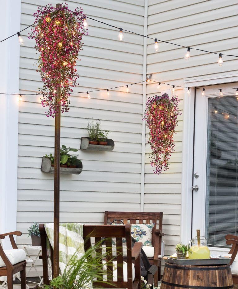 Artificial Hanging Plants,4 Pcs Fake Hanging Plants for Outdoors | Purple Faux Hanging Plants fo Outdoor Planters,Spring Fall Decor,Lifelike Natural Fake Plant to Brighten Up Your Home
