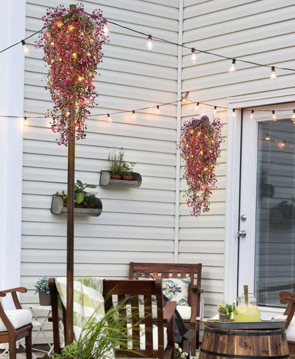 Artificial Hanging Plants,4 Pcs Fake Hanging Plants for Outdoors | Purple Faux Hanging Plants fo Outdoor Planters,Spring Fall Decor,Lifelike Natural Fake Plant to Brighten Up Your Home