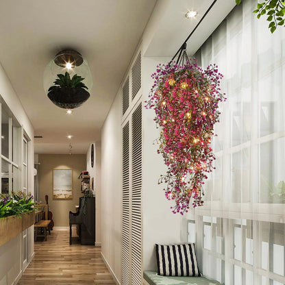 Artificial Hanging Plants,4 Pcs Fake Hanging Plants for Outdoors | Purple Faux Hanging Plants fo Outdoor Planters,Spring Fall Decor,Lifelike Natural Fake Plant to Brighten Up Your Home