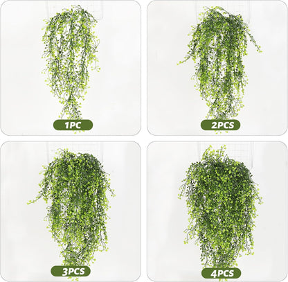 Artificial Hanging Plants,4 Pcs Fake Hanging Plants for Outdoors | Purple Faux Hanging Plants fo Outdoor Planters,Spring Fall Decor,Lifelike Natural Fake Plant to Brighten Up Your Home