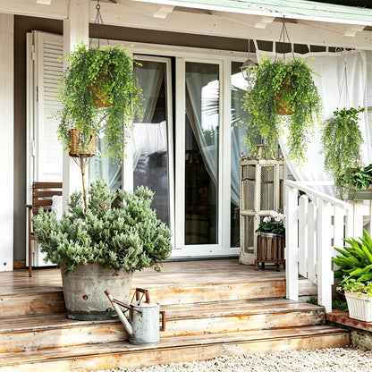 Artificial Hanging Plants,4 Pcs Fake Hanging Plants for Outdoors | Purple Faux Hanging Plants fo Outdoor Planters,Spring Fall Decor,Lifelike Natural Fake Plant to Brighten Up Your Home
