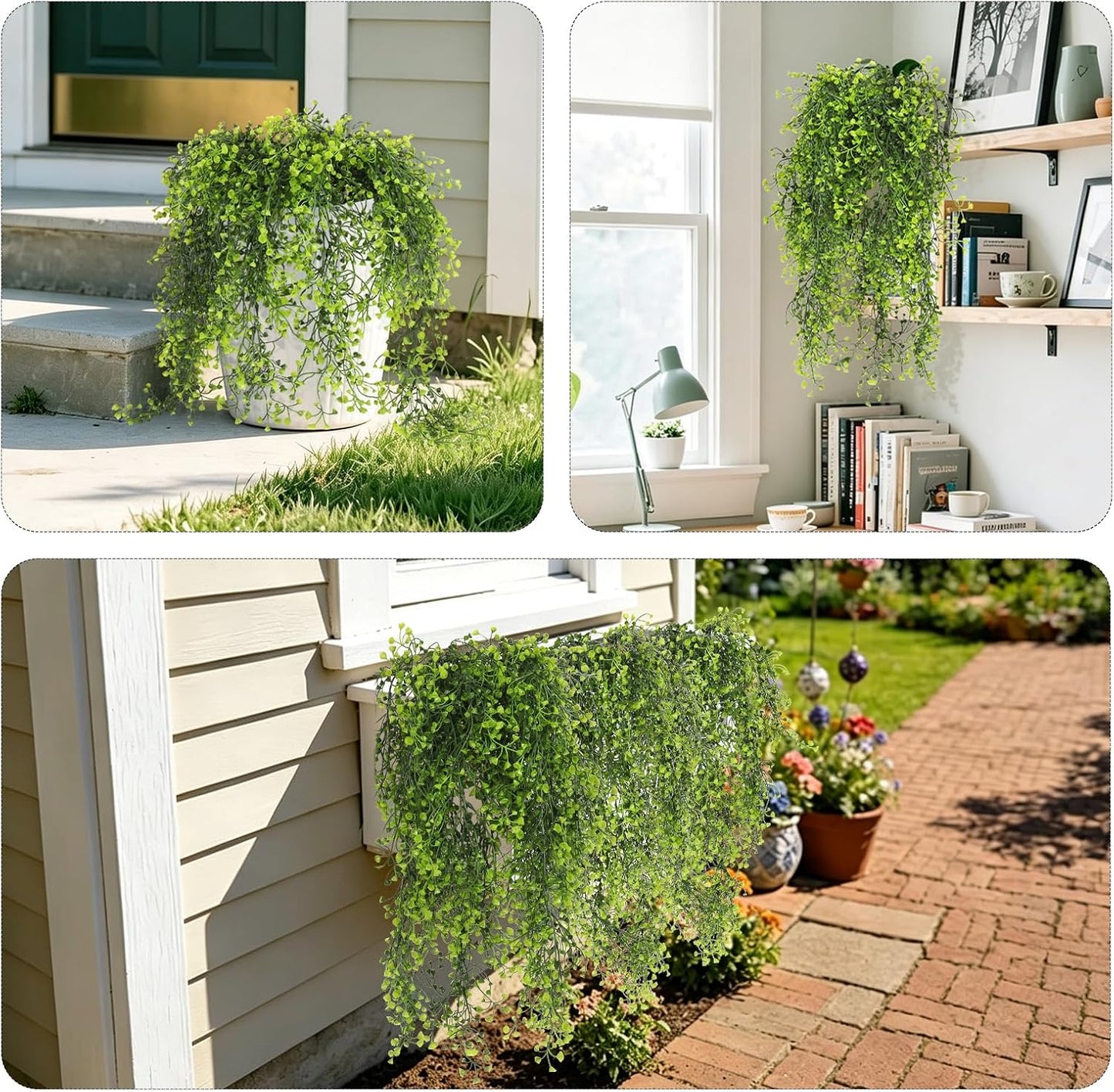Artificial Hanging Plants,4 Pcs Fake Hanging Plants for Outdoors | Purple Faux Hanging Plants fo Outdoor Planters,Spring Fall Decor,Lifelike Natural Fake Plant to Brighten Up Your Home