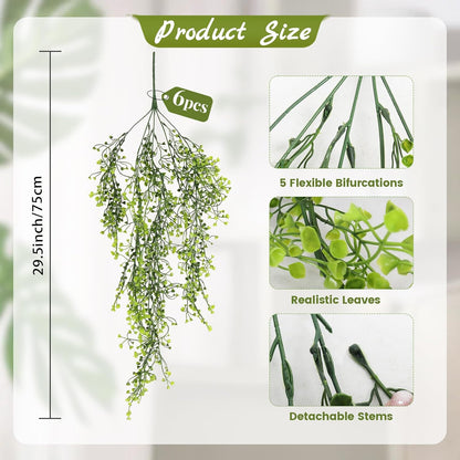 Artificial Hanging Plants,4 Pcs Fake Hanging Plants for Outdoors | Purple Faux Hanging Plants fo Outdoor Planters,Spring Fall Decor,Lifelike Natural Fake Plant to Brighten Up Your Home