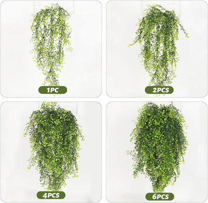 Artificial Hanging Plants,4 Pcs Fake Hanging Plants for Outdoors | Purple Faux Hanging Plants fo Outdoor Planters,Spring Fall Decor,Lifelike Natural Fake Plant to Brighten Up Your Home