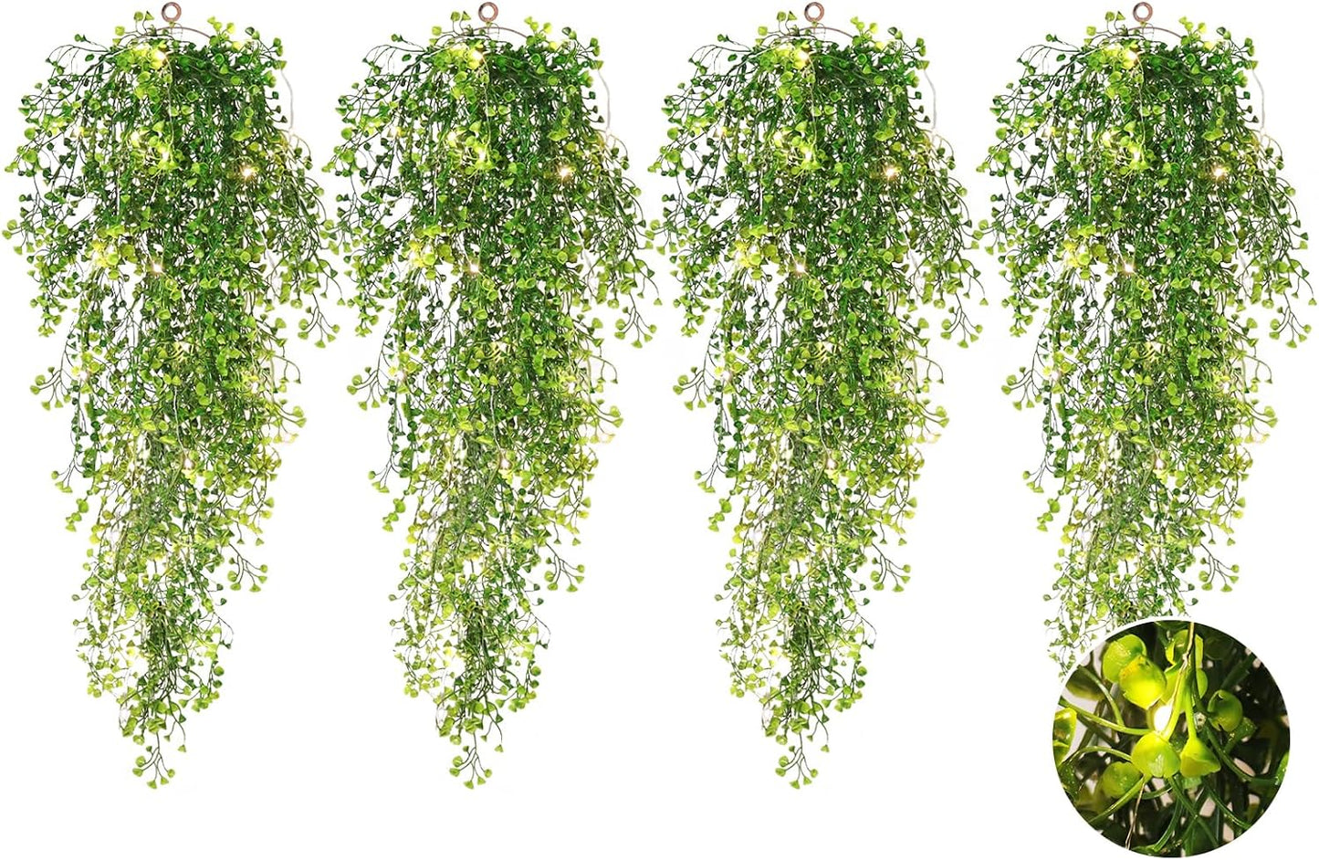 Artificial Hanging Plants,4 Pcs Fake Hanging Plants for Outdoors | Purple Faux Hanging Plants fo Outdoor Planters,Spring Fall Decor,Lifelike Natural Fake Plant to Brighten Up Your Home