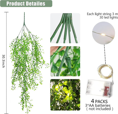 Artificial Hanging Plants,4 Pcs Fake Hanging Plants for Outdoors | Purple Faux Hanging Plants fo Outdoor Planters,Spring Fall Decor,Lifelike Natural Fake Plant to Brighten Up Your Home