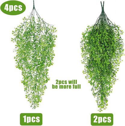 Artificial Hanging Plants,4 Pcs Fake Hanging Plants for Outdoors | Purple Faux Hanging Plants fo Outdoor Planters,Spring Fall Decor,Lifelike Natural Fake Plant to Brighten Up Your Home