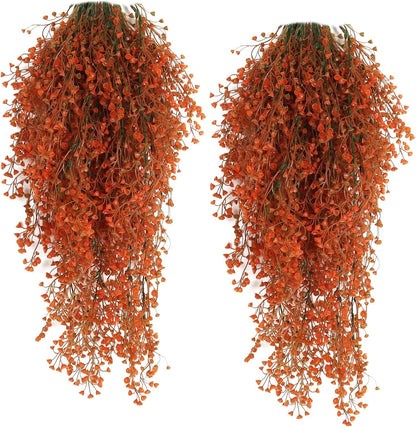 Artificial Hanging Plants,4 Pcs Fake Hanging Plants for Outdoors | Purple Faux Hanging Plants fo Outdoor Planters,Spring Fall Decor,Lifelike Natural Fake Plant to Brighten Up Your Home