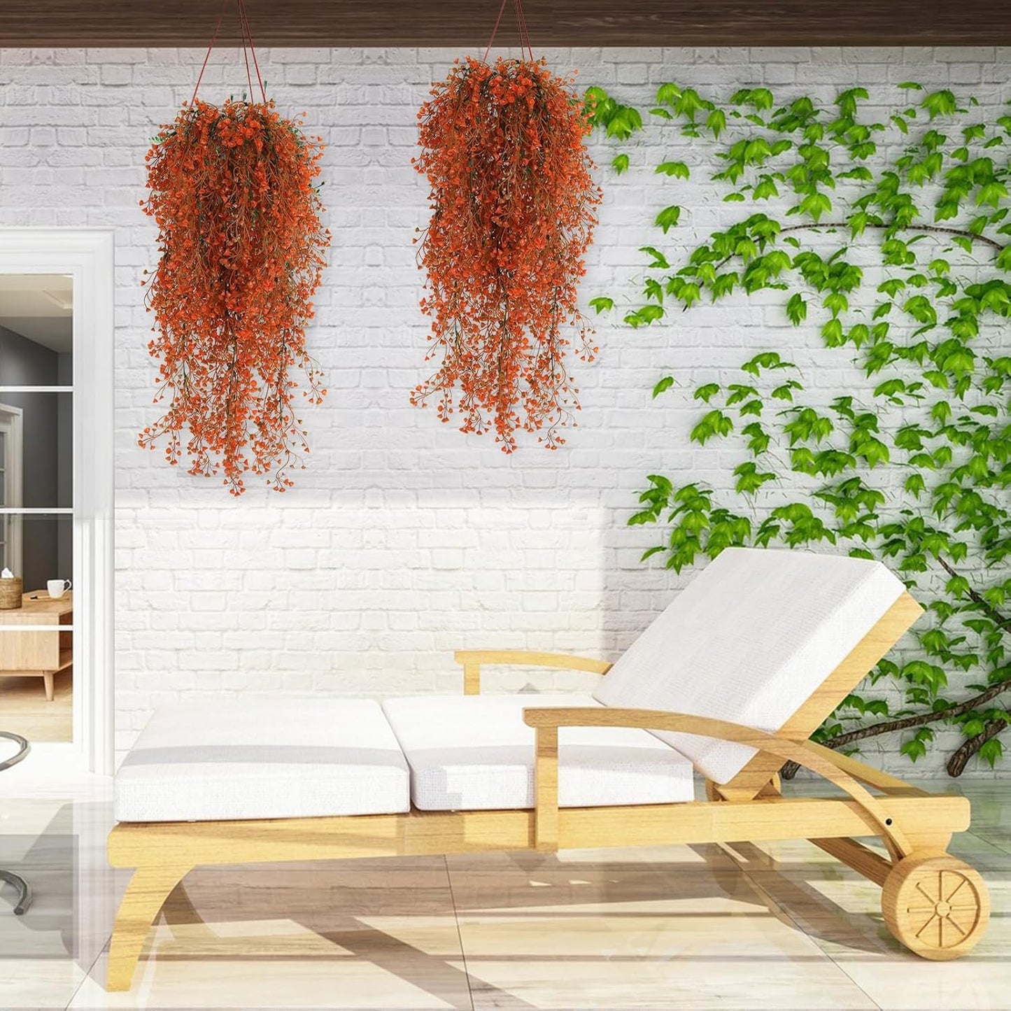 Artificial Hanging Plants,4 Pcs Fake Hanging Plants for Outdoors | Purple Faux Hanging Plants fo Outdoor Planters,Spring Fall Decor,Lifelike Natural Fake Plant to Brighten Up Your Home