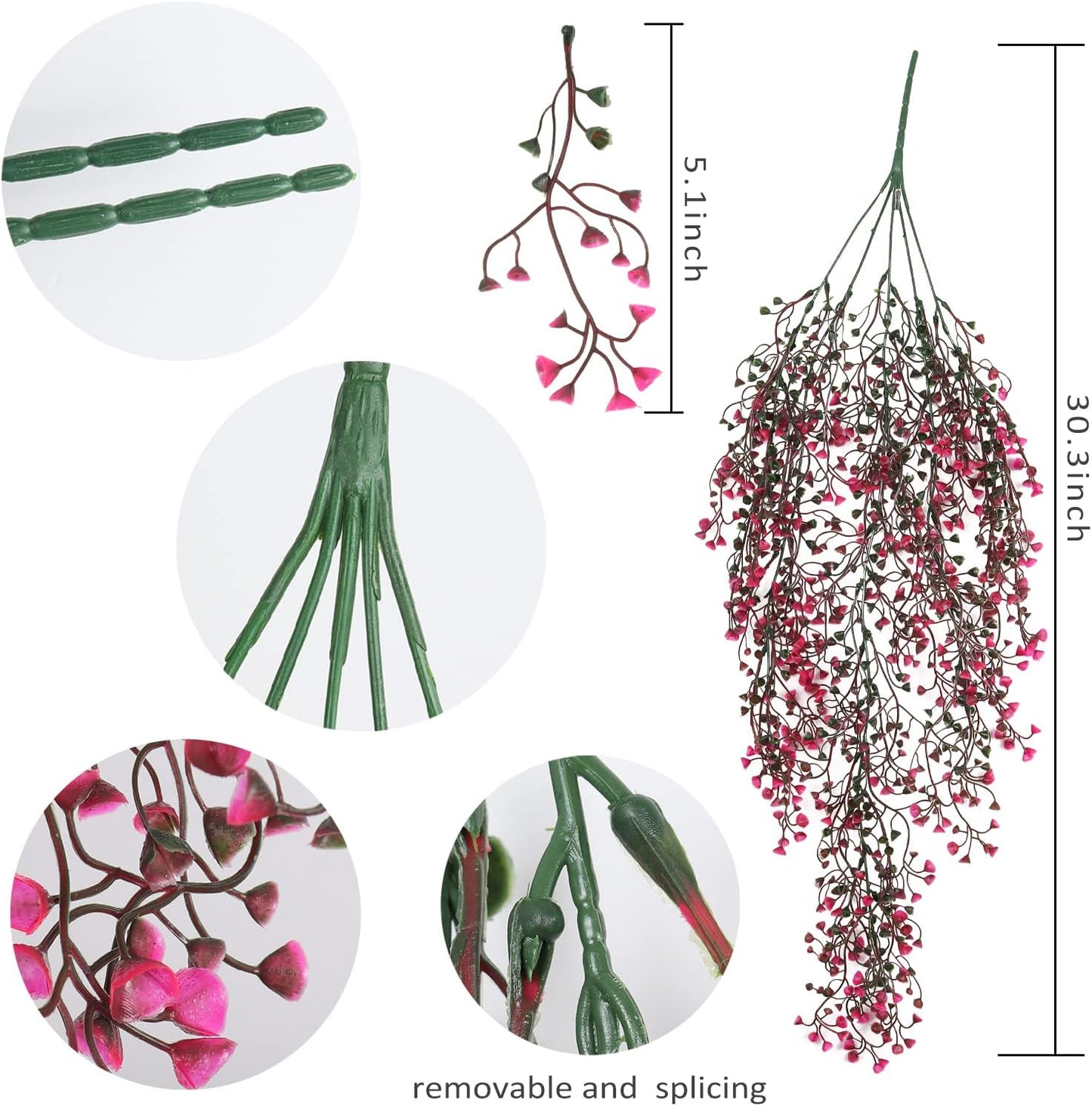 Artificial Hanging Plants,4 Pcs Fake Hanging Plants for Outdoors | Purple Faux Hanging Plants fo Outdoor Planters,Spring Fall Decor,Lifelike Natural Fake Plant to Brighten Up Your Home