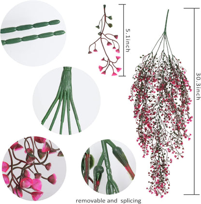 Artificial Hanging Plants,4 Pcs Fake Hanging Plants for Outdoors | Purple Faux Hanging Plants fo Outdoor Planters,Spring Fall Decor,Lifelike Natural Fake Plant to Brighten Up Your Home