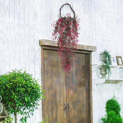 Artificial Hanging Plants,4 Pcs Fake Hanging Plants for Outdoors | Purple Faux Hanging Plants fo Outdoor Planters,Spring Fall Decor,Lifelike Natural Fake Plant to Brighten Up Your Home