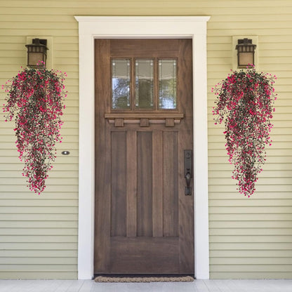 Artificial Hanging Plants,4 Pcs Fake Hanging Plants for Outdoors | Purple Faux Hanging Plants fo Outdoor Planters,Spring Fall Decor,Lifelike Natural Fake Plant to Brighten Up Your Home
