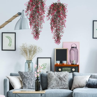 Artificial Hanging Plants,4 Pcs Fake Hanging Plants for Outdoors | Purple Faux Hanging Plants fo Outdoor Planters,Spring Fall Decor,Lifelike Natural Fake Plant to Brighten Up Your Home