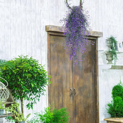 Artificial Hanging Plants,4 Pcs Fake Hanging Plants for Outdoors | Purple Faux Hanging Plants fo Outdoor Planters,Spring Fall Decor,Lifelike Natural Fake Plant to Brighten Up Your Home