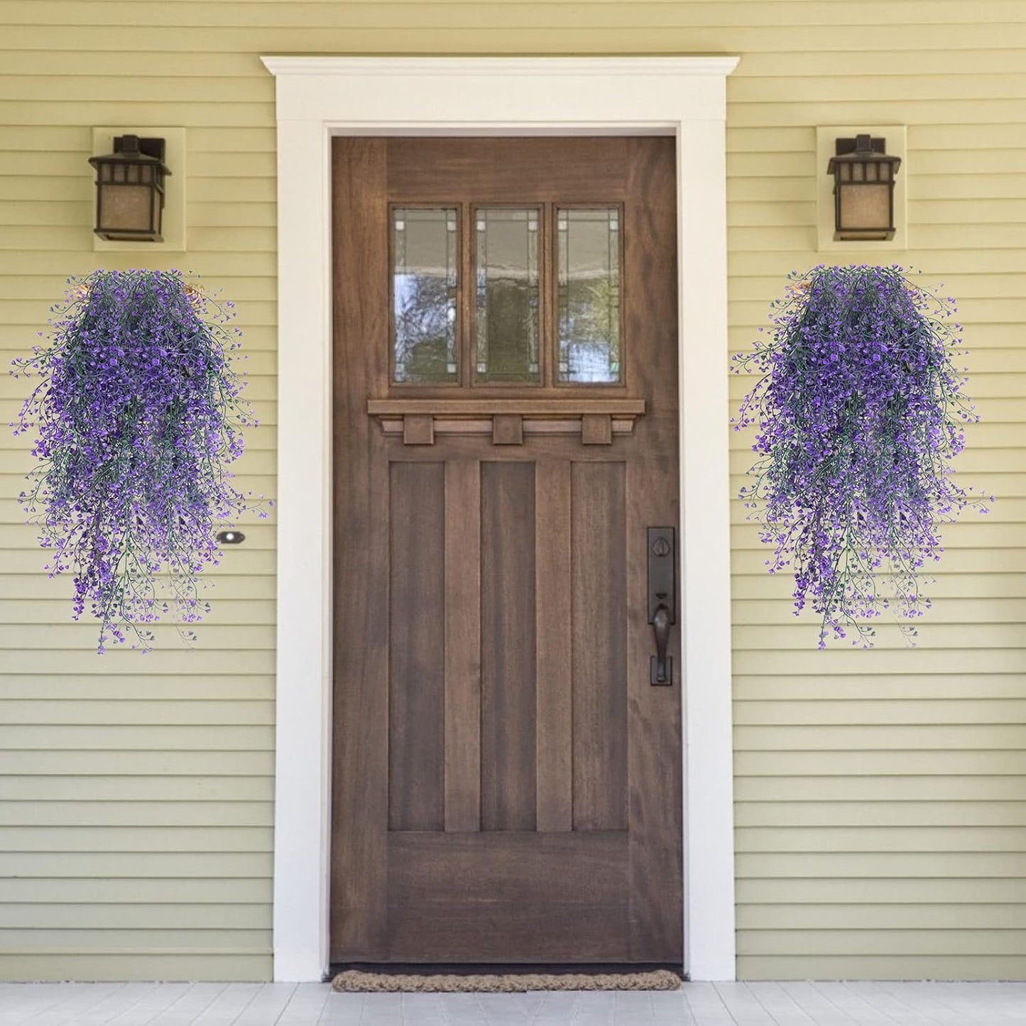 Artificial Hanging Plants,4 Pcs Fake Hanging Plants for Outdoors | Purple Faux Hanging Plants fo Outdoor Planters,Spring Fall Decor,Lifelike Natural Fake Plant to Brighten Up Your Home