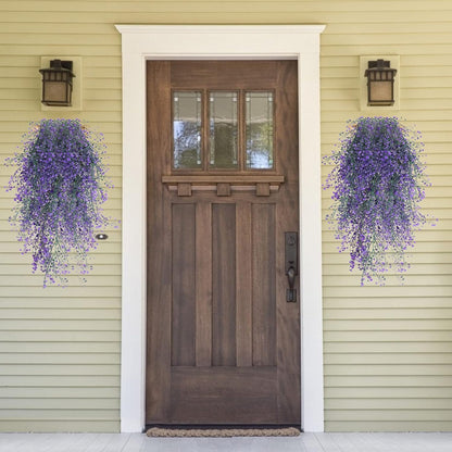 Artificial Hanging Plants,4 Pcs Fake Hanging Plants for Outdoors | Purple Faux Hanging Plants fo Outdoor Planters,Spring Fall Decor,Lifelike Natural Fake Plant to Brighten Up Your Home