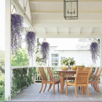 Artificial Hanging Plants,4 Pcs Fake Hanging Plants for Outdoors | Purple Faux Hanging Plants fo Outdoor Planters,Spring Fall Decor,Lifelike Natural Fake Plant to Brighten Up Your Home