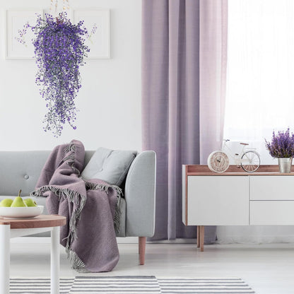 Artificial Hanging Plants,4 Pcs Fake Hanging Plants for Outdoors | Purple Faux Hanging Plants fo Outdoor Planters,Spring Fall Decor,Lifelike Natural Fake Plant to Brighten Up Your Home