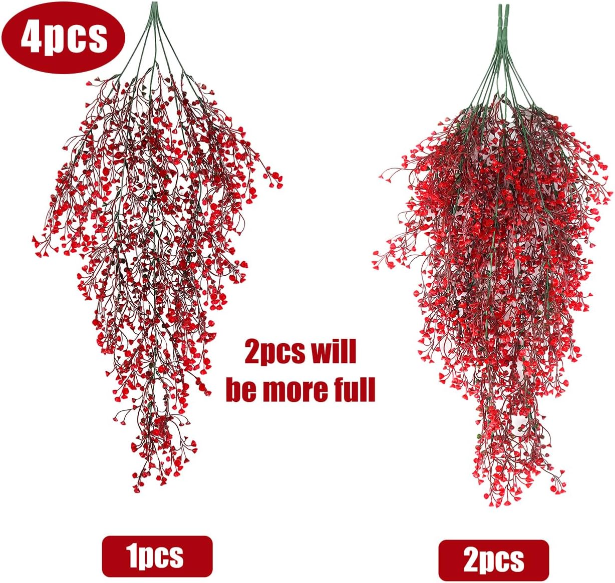 Artificial Hanging Plants,4 Pcs Fake Hanging Plants for Outdoors | Purple Faux Hanging Plants fo Outdoor Planters,Spring Fall Decor,Lifelike Natural Fake Plant to Brighten Up Your Home