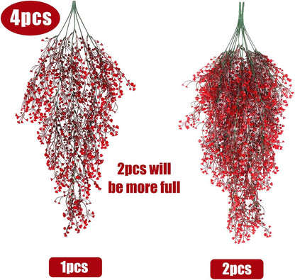 Artificial Hanging Plants,4 Pcs Fake Hanging Plants for Outdoors | Purple Faux Hanging Plants fo Outdoor Planters,Spring Fall Decor,Lifelike Natural Fake Plant to Brighten Up Your Home