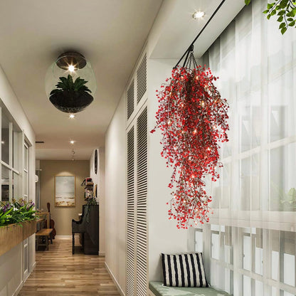Artificial Hanging Plants,4 Pcs Fake Hanging Plants for Outdoors | Purple Faux Hanging Plants fo Outdoor Planters,Spring Fall Decor,Lifelike Natural Fake Plant to Brighten Up Your Home
