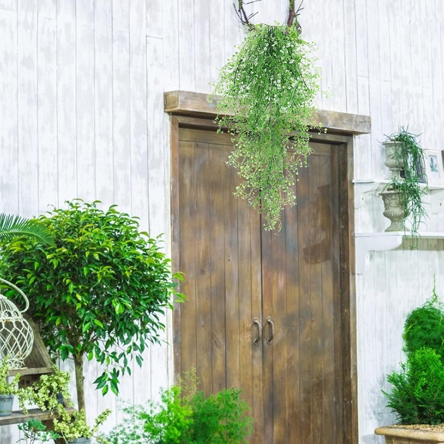 Artificial Hanging Plants,4 Pcs Fake Hanging Plants for Outdoors | Purple Faux Hanging Plants fo Outdoor Planters,Spring Fall Decor,Lifelike Natural Fake Plant to Brighten Up Your Home