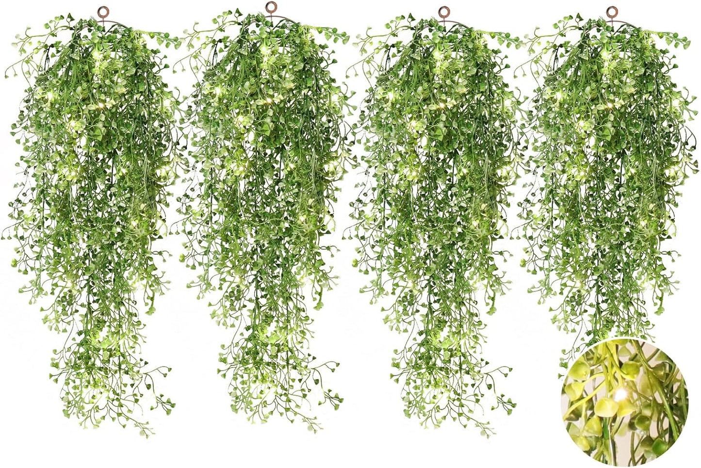 Artificial Hanging Plants,4 Pcs Fake Hanging Plants for Outdoors | Purple Faux Hanging Plants fo Outdoor Planters,Spring Fall Decor,Lifelike Natural Fake Plant to Brighten Up Your Home