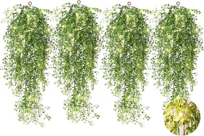 Artificial Hanging Plants,4 Pcs Fake Hanging Plants for Outdoors | Purple Faux Hanging Plants fo Outdoor Planters,Spring Fall Decor,Lifelike Natural Fake Plant to Brighten Up Your Home