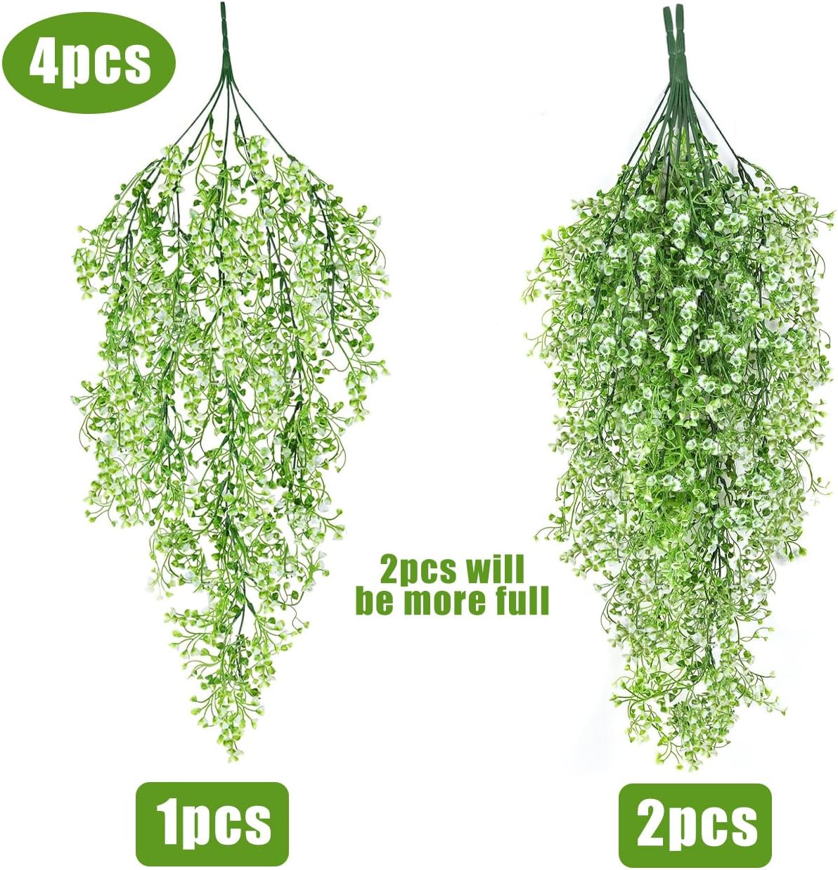 Artificial Hanging Plants,4 Pcs Fake Hanging Plants for Outdoors | Purple Faux Hanging Plants fo Outdoor Planters,Spring Fall Decor,Lifelike Natural Fake Plant to Brighten Up Your Home