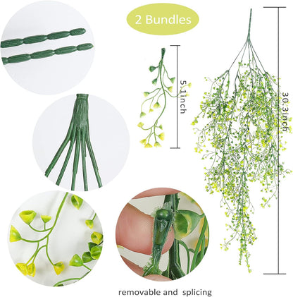 Artificial Hanging Plants,4 Pcs Fake Hanging Plants for Outdoors | Purple Faux Hanging Plants fo Outdoor Planters,Spring Fall Decor,Lifelike Natural Fake Plant to Brighten Up Your Home