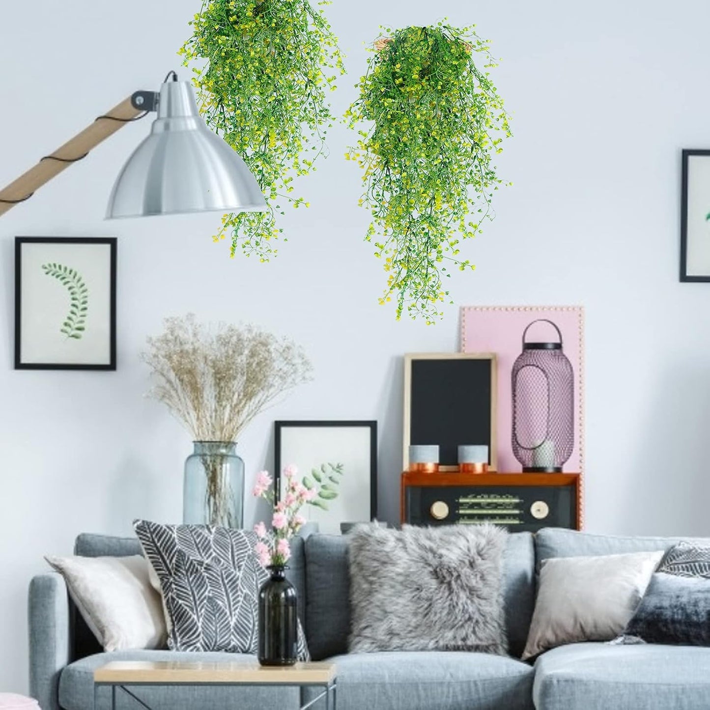 Artificial Hanging Plants,4 Pcs Fake Hanging Plants for Outdoors | Purple Faux Hanging Plants fo Outdoor Planters,Spring Fall Decor,Lifelike Natural Fake Plant to Brighten Up Your Home