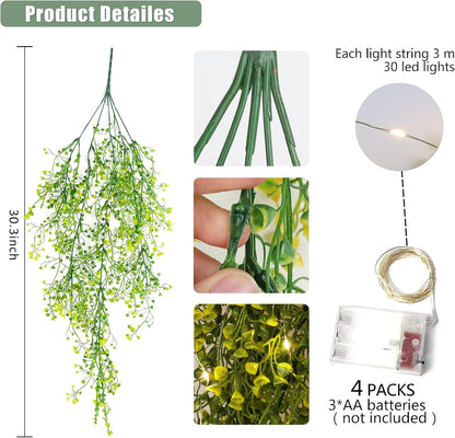 Artificial Hanging Plants,4 Pcs Fake Hanging Plants for Outdoors | Purple Faux Hanging Plants fo Outdoor Planters,Spring Fall Decor,Lifelike Natural Fake Plant to Brighten Up Your Home