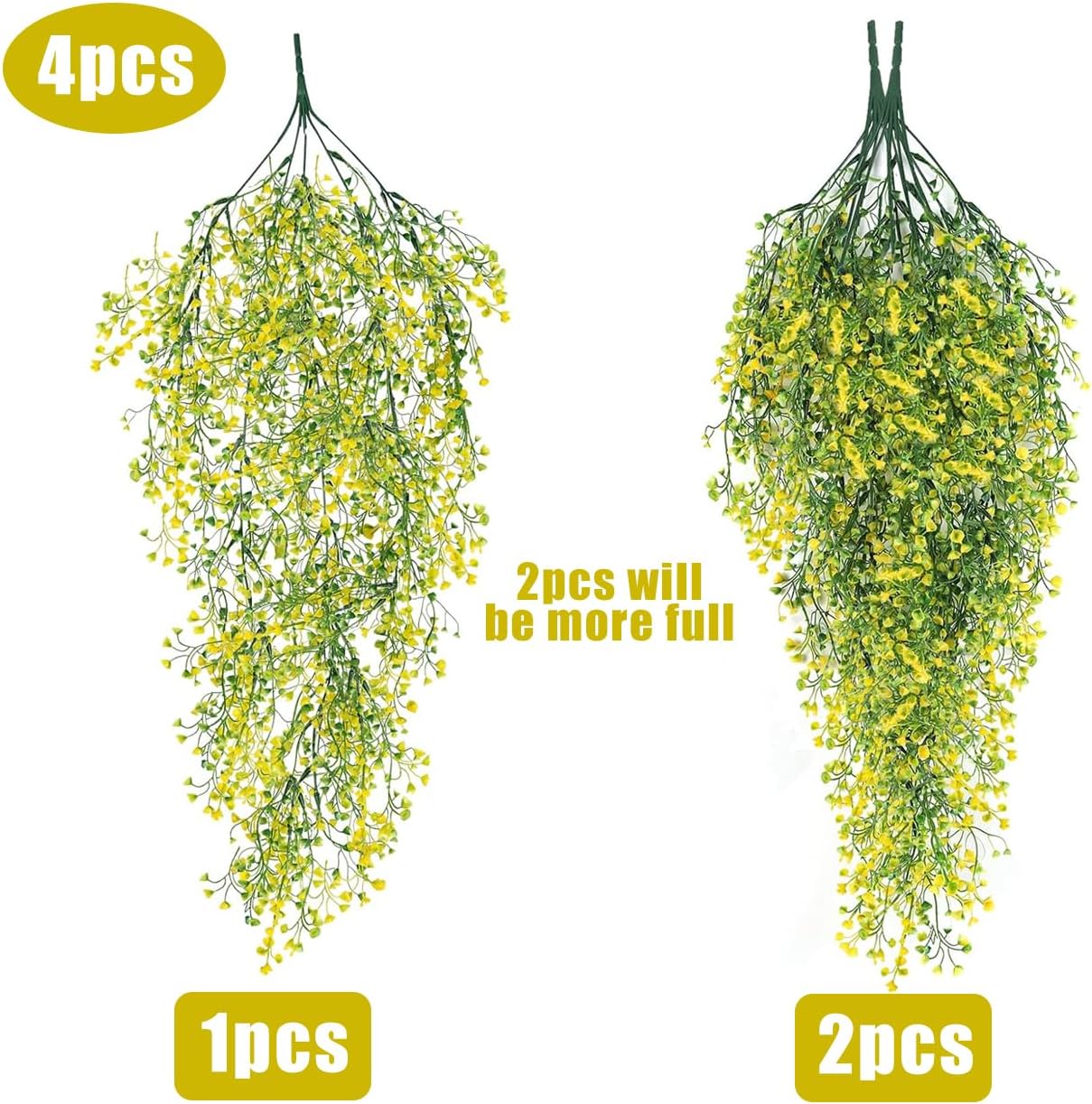 Artificial Hanging Plants,4 Pcs Fake Hanging Plants for Outdoors | Purple Faux Hanging Plants fo Outdoor Planters,Spring Fall Decor,Lifelike Natural Fake Plant to Brighten Up Your Home