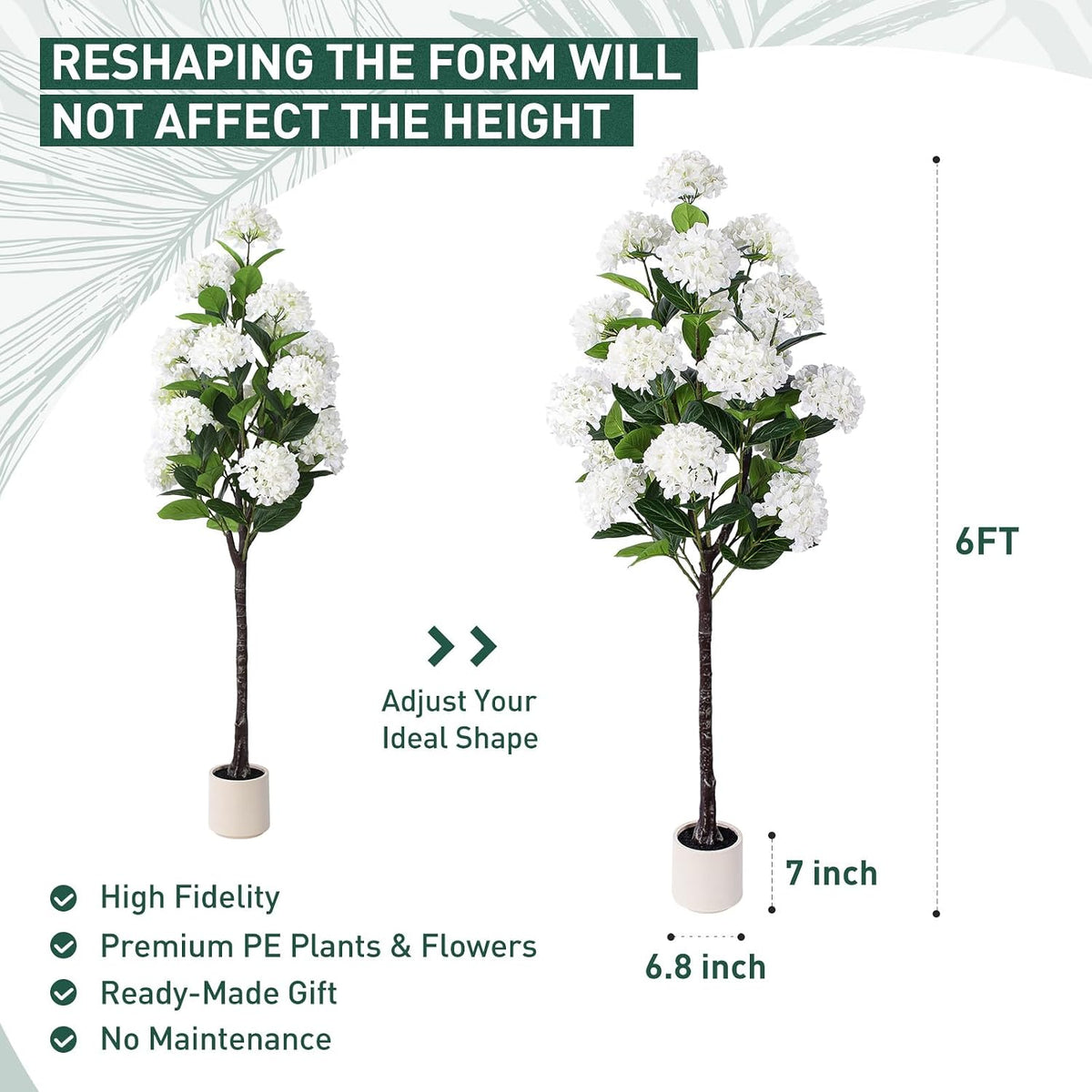 63 inch Artificial Camellia Tree with White Flower Pots -2 Pack White Fake Tree,5 Ft Faux Plants Indoor wich Blooming,Artificial Plants for Indoor & Outdoor Home Front Door Decor