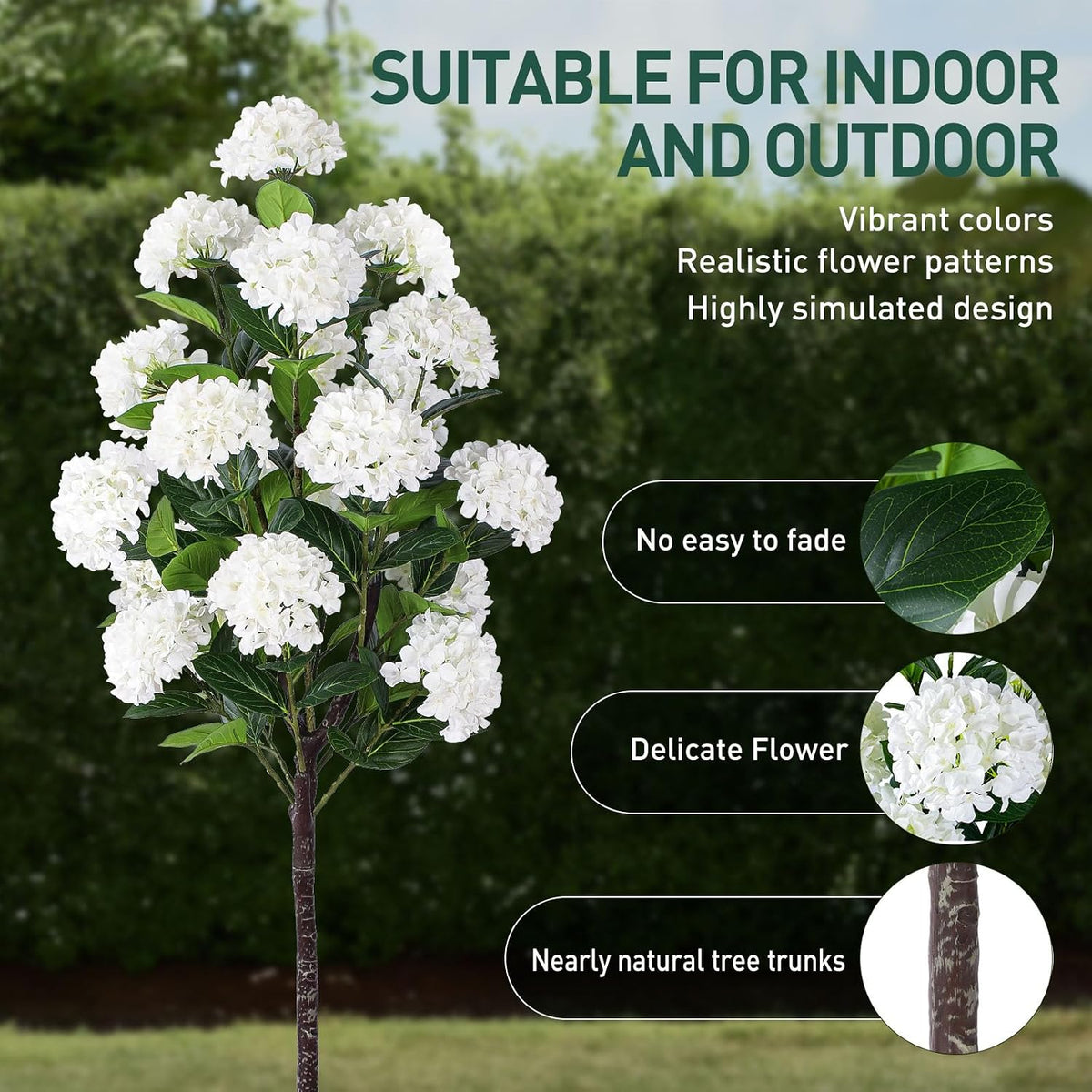 63 inch Artificial Camellia Tree with White Flower Pots -2 Pack White Fake Tree,5 Ft Faux Plants Indoor wich Blooming,Artificial Plants for Indoor & Outdoor Home Front Door Decor